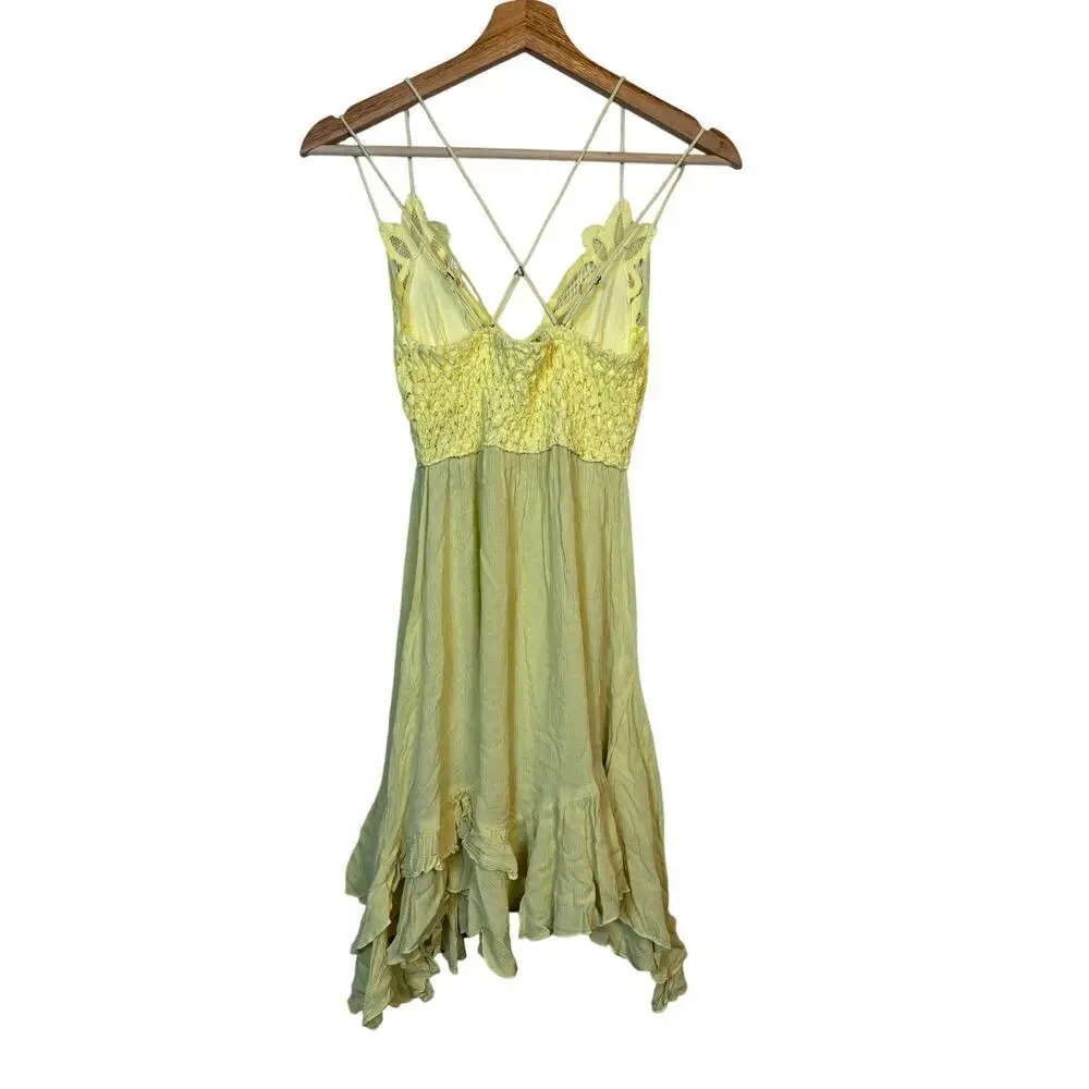 Free People Adella Slip Lace Dress XS Boho Sundress Flowy Fairycore Festival NWT - Picture 4 of 13